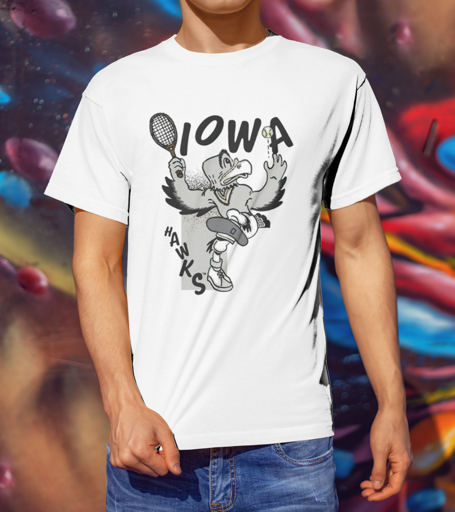 Iowa Hawkeyes Tennis Hawk Vintage Sports Mascot T-Shirt