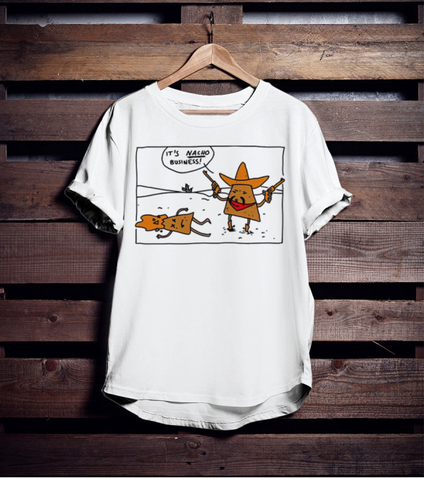 It’s Nacho Business Sombrero Pistols Cartoon Scene T-Shirt