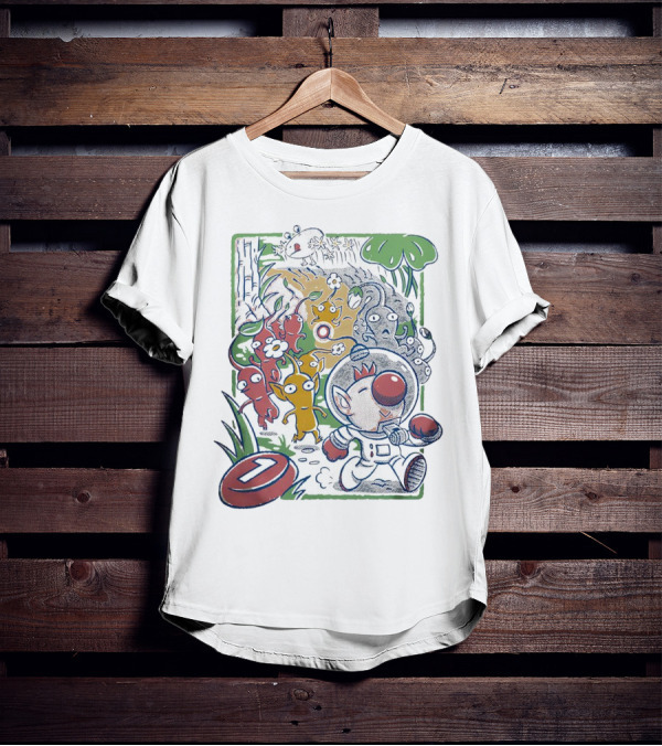 Captain Olimar And Colorful Pikmin Exploration Adventure T-Shirt