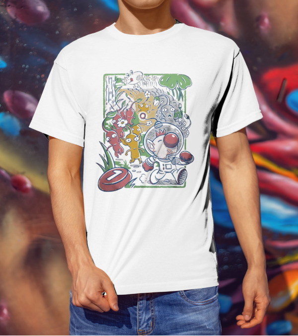 Captain Olimar And Colorful Pikmin Exploration Adventure T-Shirt