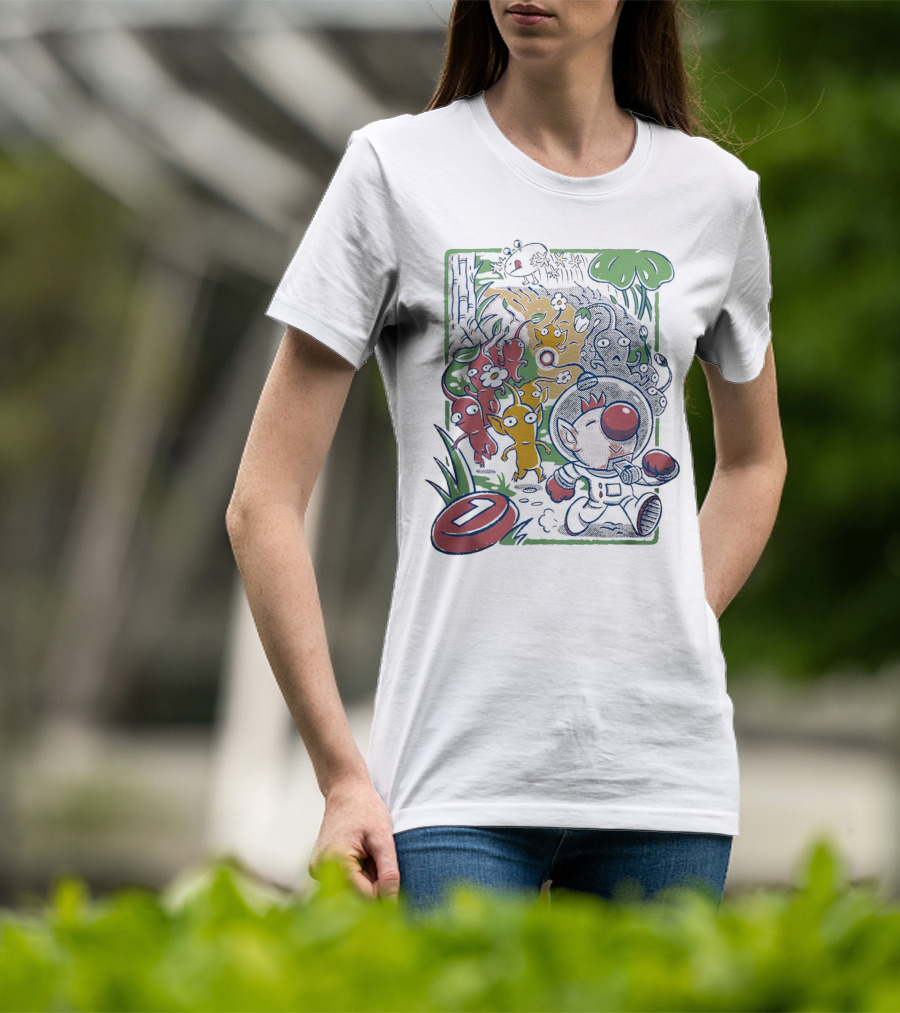 Captain Olimar And Colorful Pikmin Exploration Adventure T-Shirt