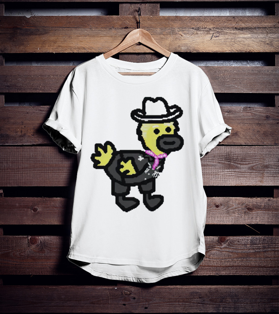 Ken Gosling Pixel Art Cowboy Duck With Hat And Scarf T-Shirt