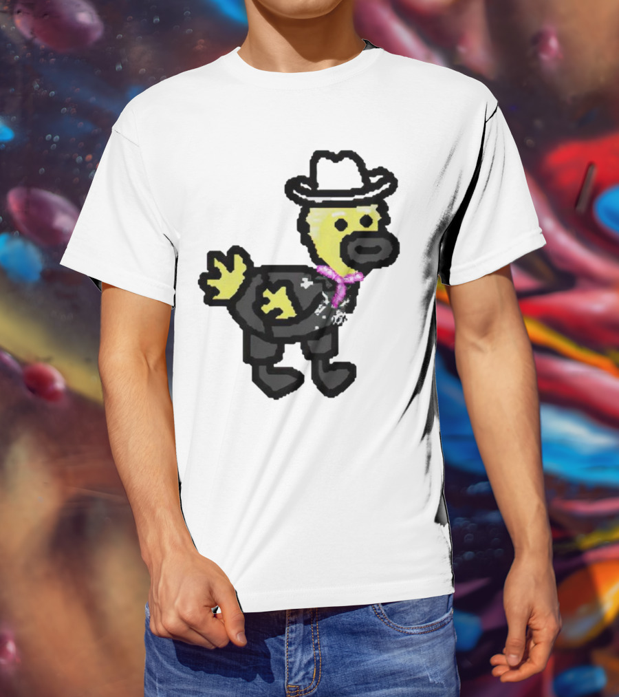 Ken Gosling Pixel Art Cowboy Duck With Hat And Scarf T-Shirt