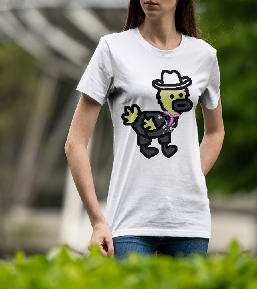 Ken Gosling Pixel Art Cowboy Duck With Hat And Scarf T-Shirt