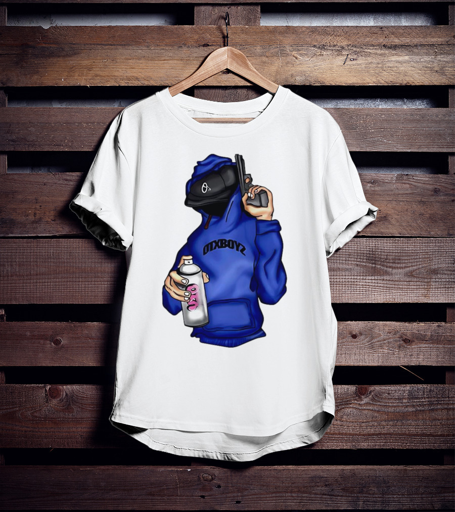 OTXBOYZ Hooded Figure With Spray And Gun T-Shirt