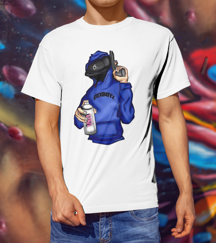 OTXBOYZ Hooded Figure With Spray And Gun T-Shirt