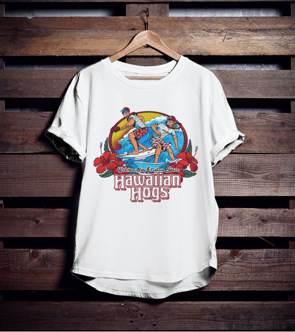 Wehiwa Aloy And Nolan Souza Hawaiian Hogs Surfing Razorbacks Baseball Flowers Beach Sun T-Shirt