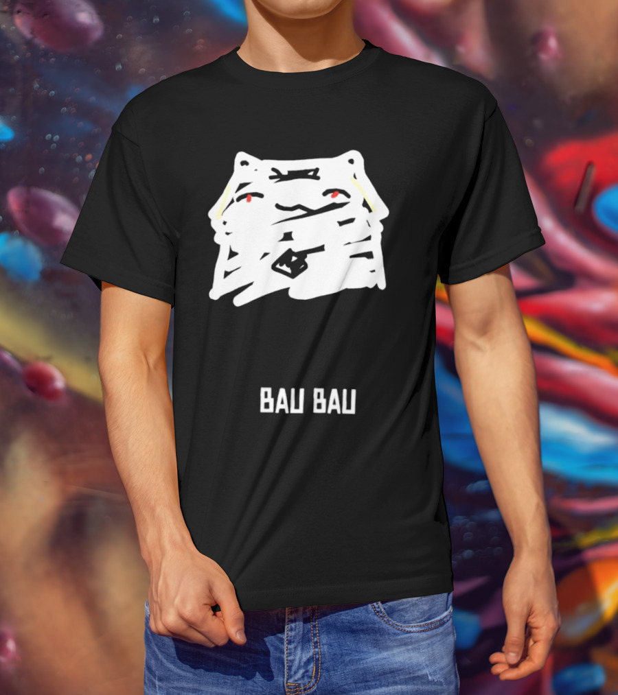 Bau Bau Cat Minimalist Face Sketch T-Shirt
