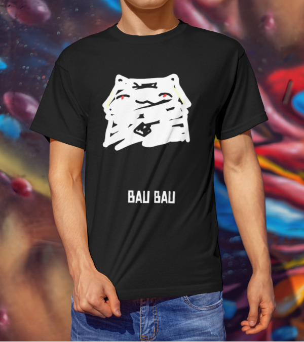 Bau Bau Cat Minimalist Face Sketch T-Shirt