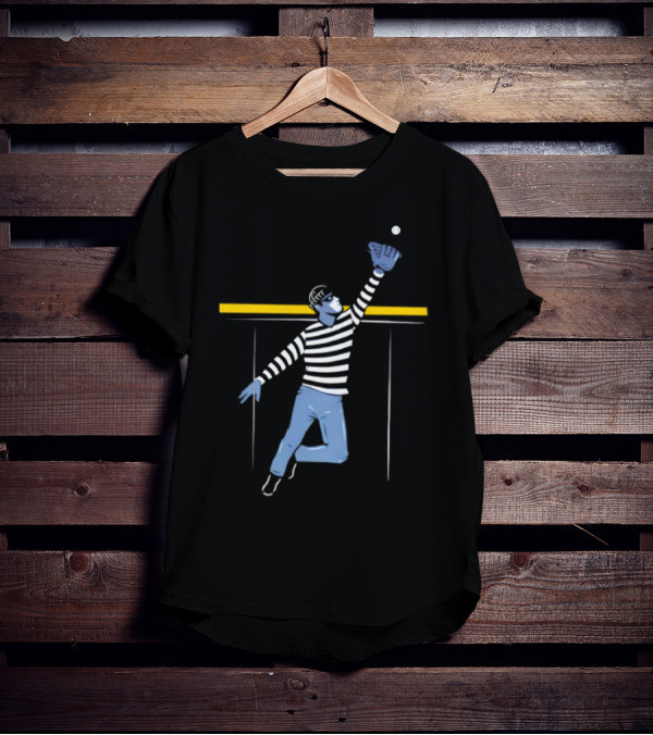 Home Run Robber Baseball Outfielder Catching Ball Above Wall T-Shirt