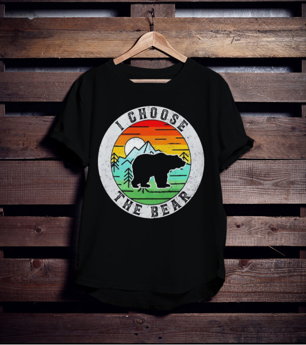 I Choose The Bear Vintage Sunset Mountains T-Shirt