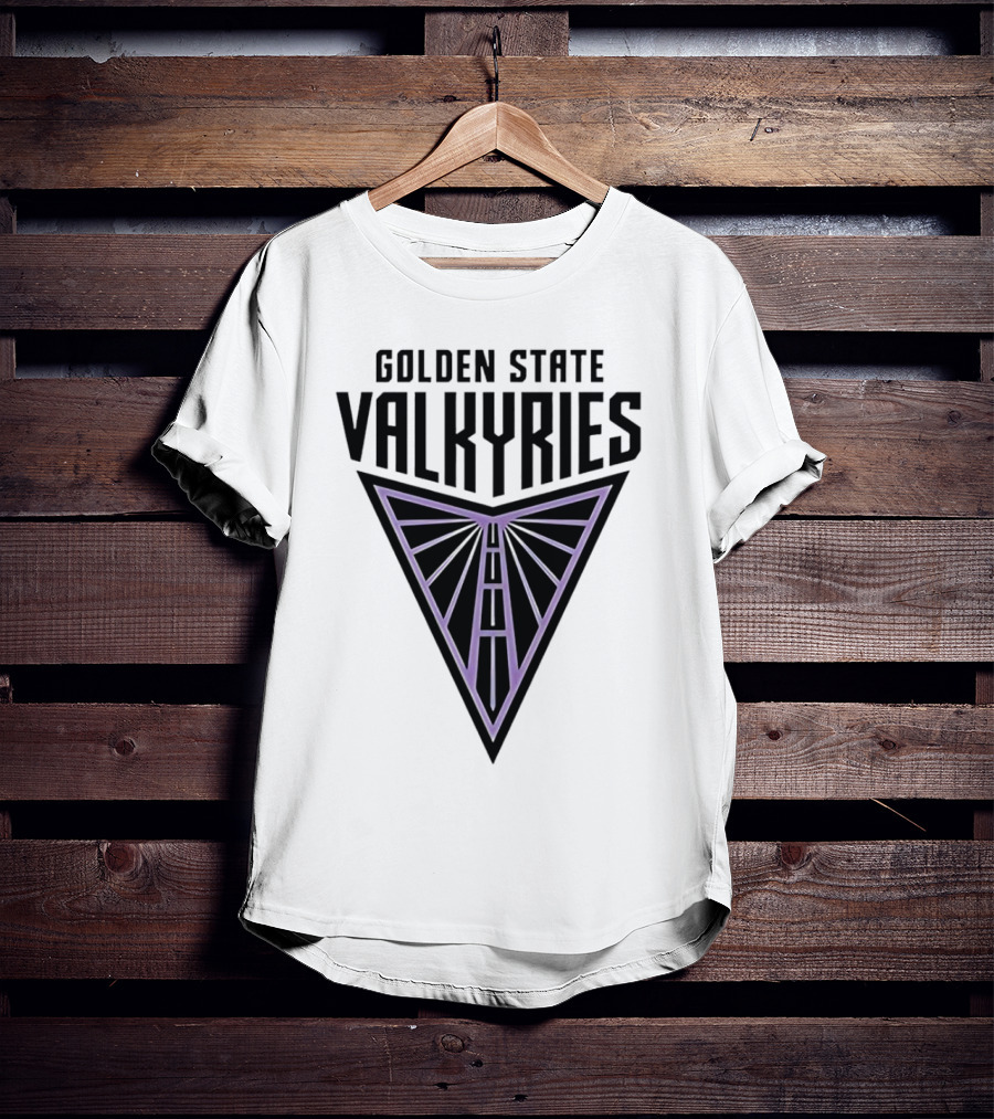 Golden State Valkyries Triangular Emblem In Black And Purple T-Shirt
