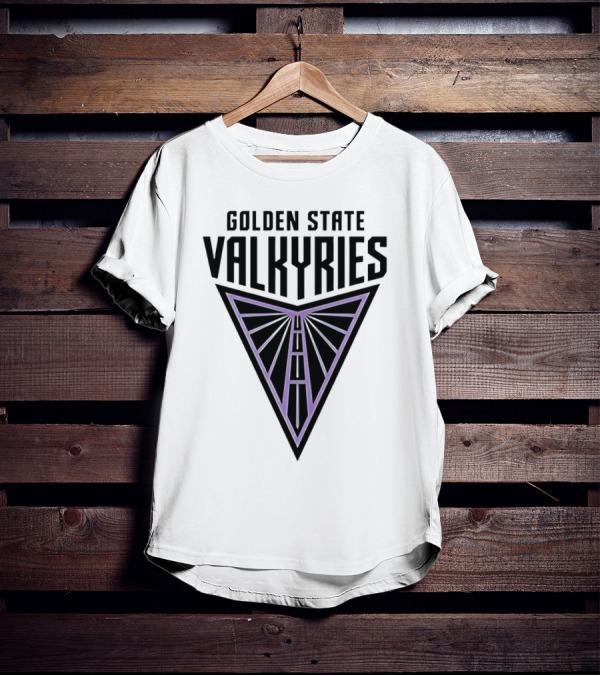 Golden State Valkyries Triangular Emblem In Black And Purple T-Shirt