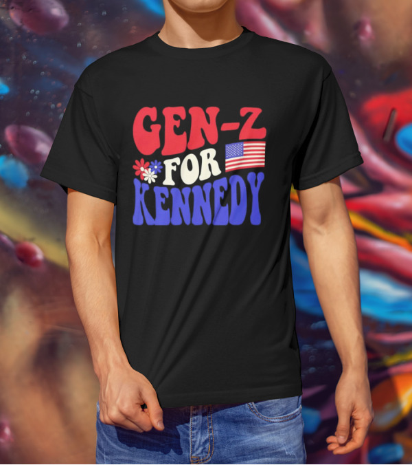 Gen-Z For Kennedy American Flag Retro Flowers T-Shirt