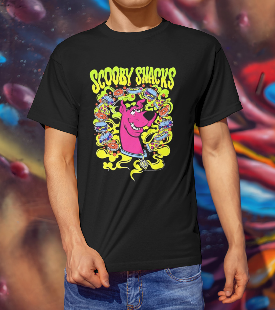 Scooby Snacks Scooby Doo Illustrated Neon Collage T-Shirt