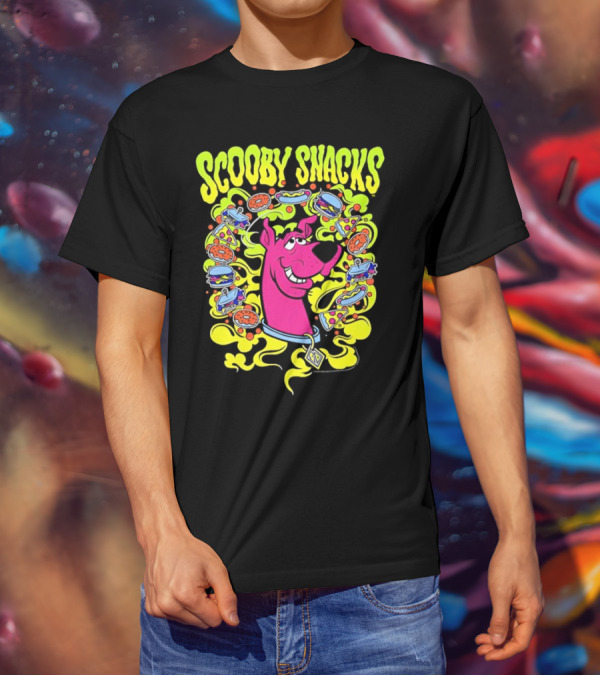 Scooby Snacks Scooby Doo Illustrated Neon Collage T-Shirt