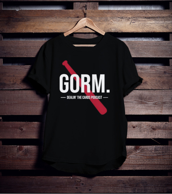 Gorm Dealin’ The Cards Podcast Red Baseball Bat Logo T-Shirt