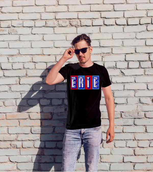 ERIE Ice Block Letters T-Shirt