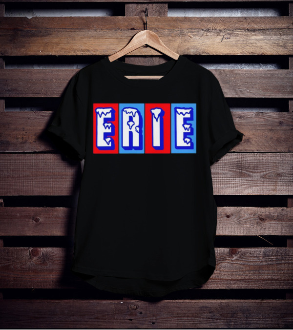 ERIE Ice Block Letters T-Shirt
