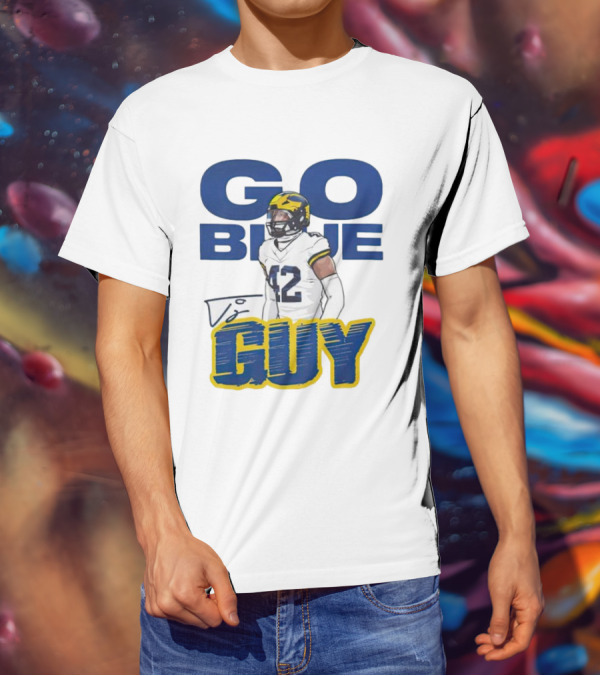 Go Blue Tj Guy 42 Football Player T-Shirt