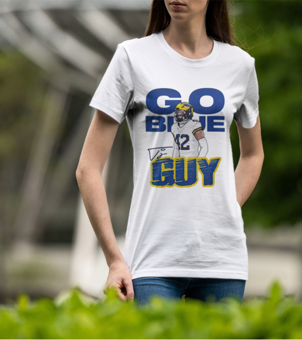Go Blue Tj Guy 42 Football Player T-Shirt