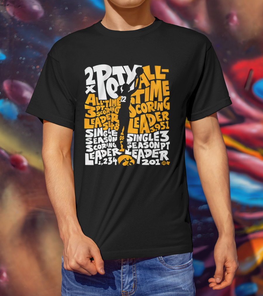 2X POTY Iowa All Time Scoring Leader 3951 Single Season Scoring Leader 1234 T-Shirt