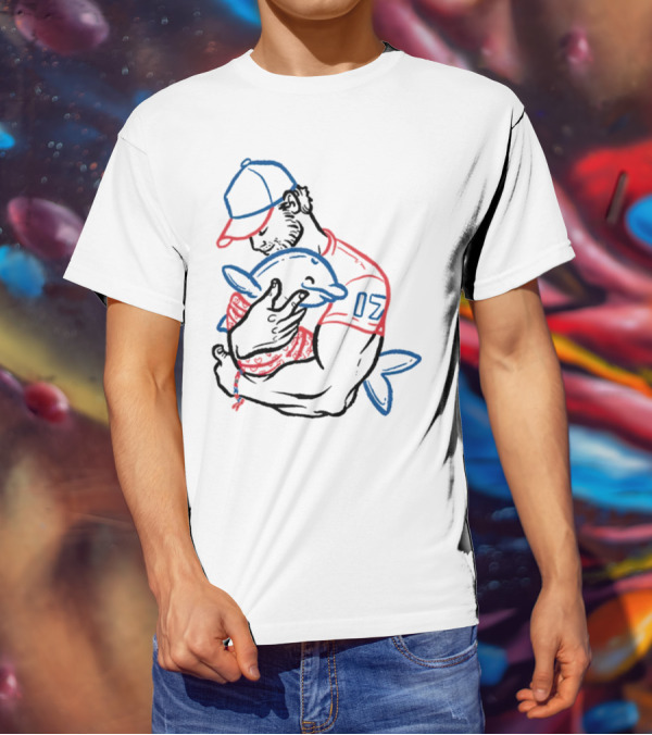 Dolphin I Love You Dad 17 Baseball Player Hugging Child's Plush Toy T-Shirt