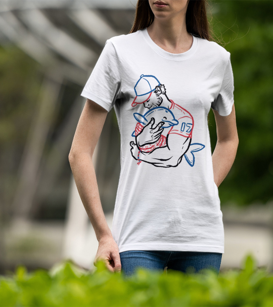 Dolphin I Love You Dad 17 Baseball Player Hugging Child's Plush Toy T-Shirt