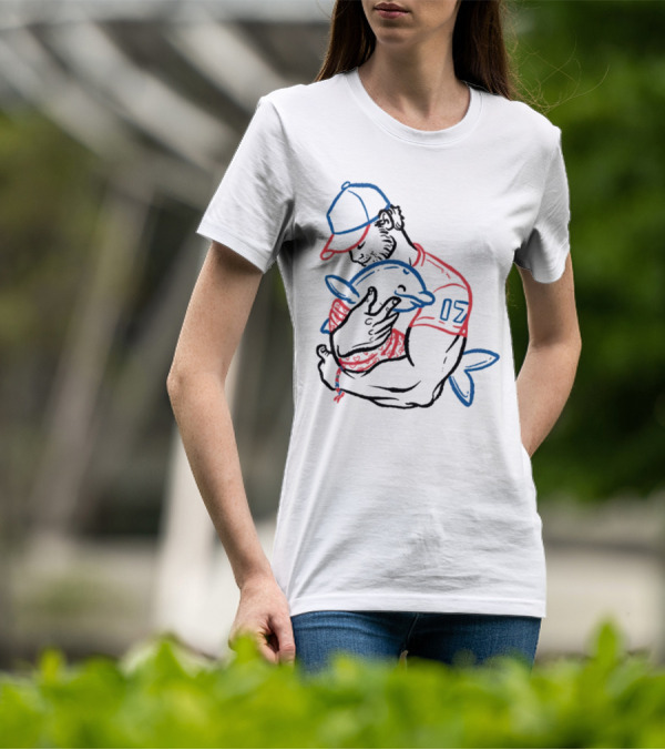 Dolphin I Love You Dad 17 Baseball Player Hugging Child's Plush Toy T-Shirt