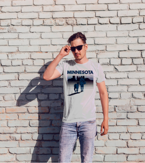 Minnesota Basketball 24 Bring Ya Ass Player And Dog With City Skyline T-Shirt