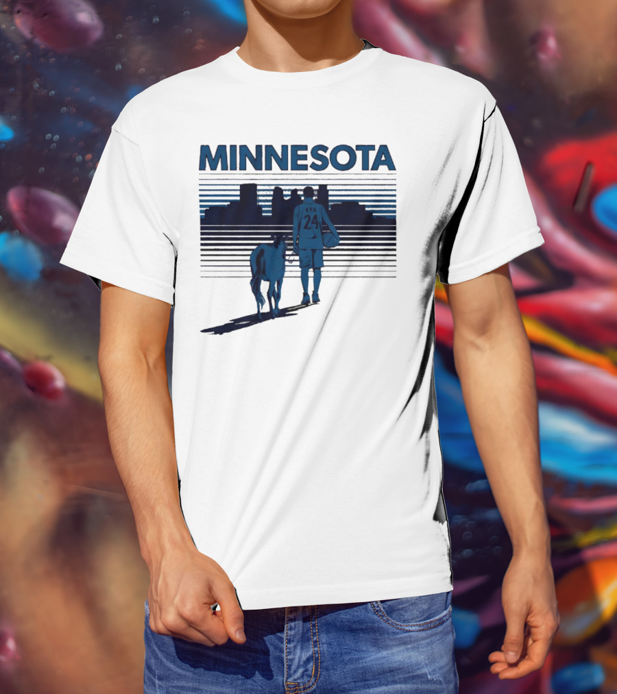 Minnesota Basketball 24 Bring Ya Ass Player And Dog With City Skyline T-Shirt