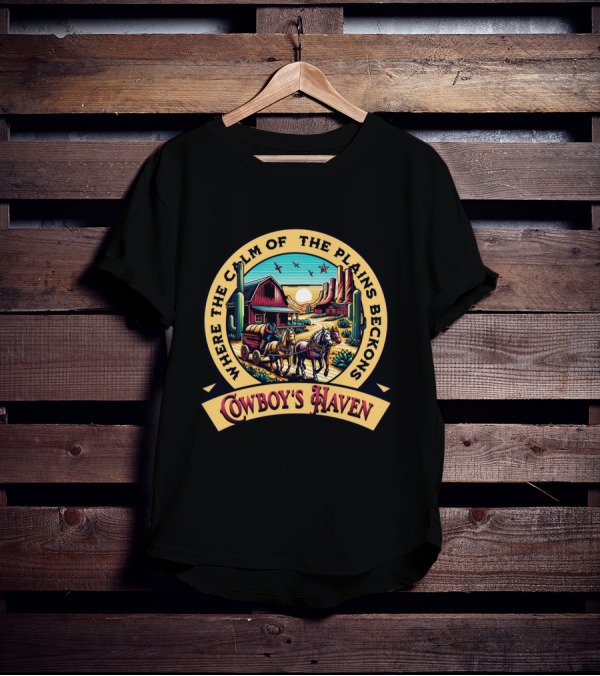 Where The Calm Of The Plains Beckons Cowboy's Haven T-Shirt