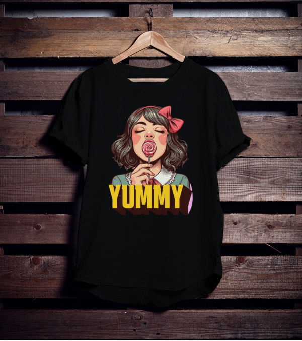 Yummy Girl With Lollipop Pop T-Shirt