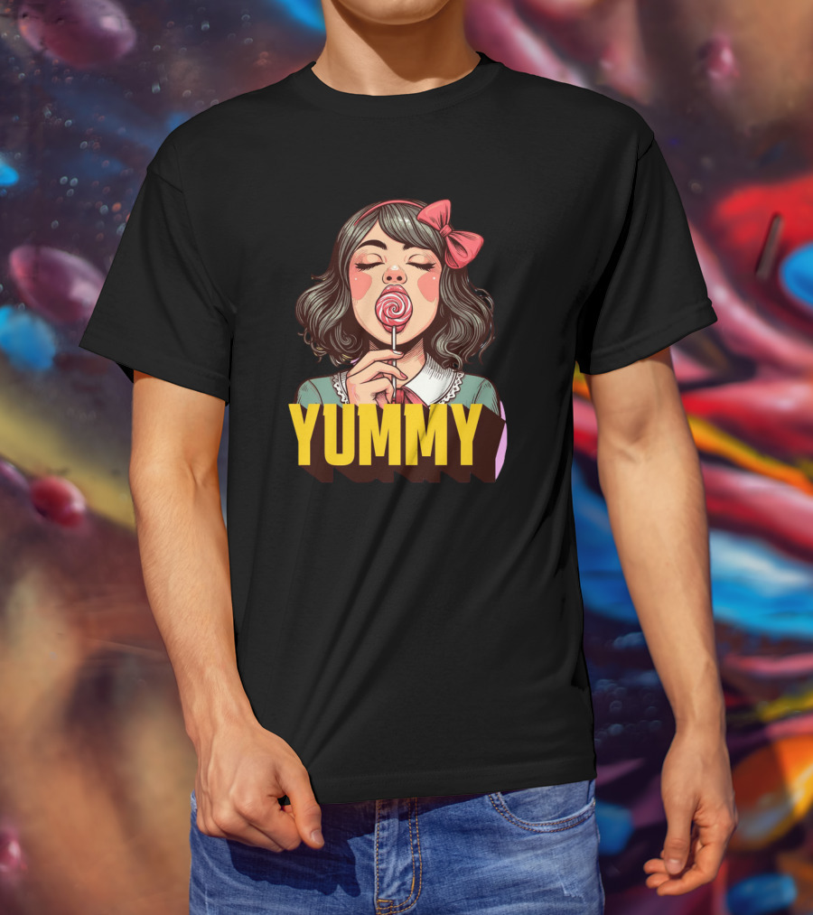 Yummy Girl With Lollipop Pop T-Shirt