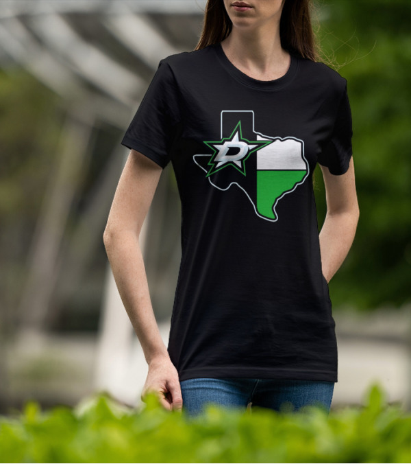 Dallas Stars NHL Texas Outline And Emblem T-Shirt