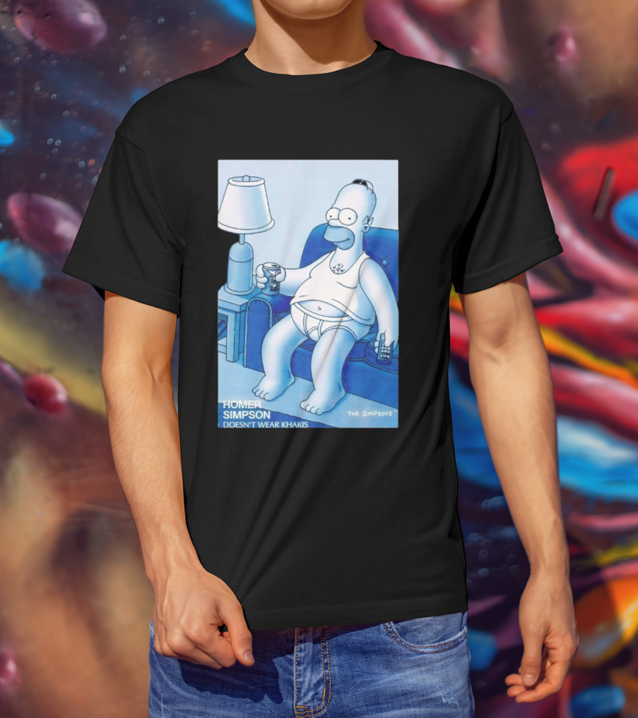 Homer Simpson Relaxing At Home With Drink And Remote Control T-Shirt