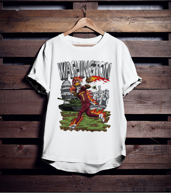 Washington Commanders Jahan Dotson Football Cartoon Capitol Tank Lincoln Fire T-Shirt