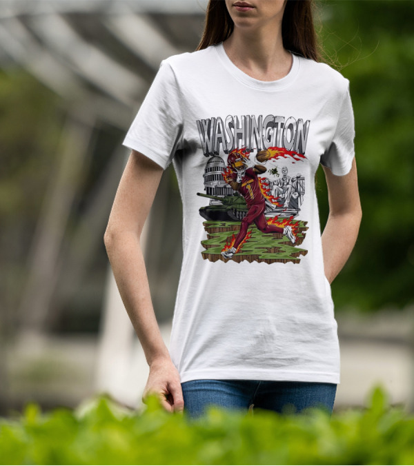 Washington Commanders Jahan Dotson Football Cartoon Capitol Tank Lincoln Fire T-Shirt
