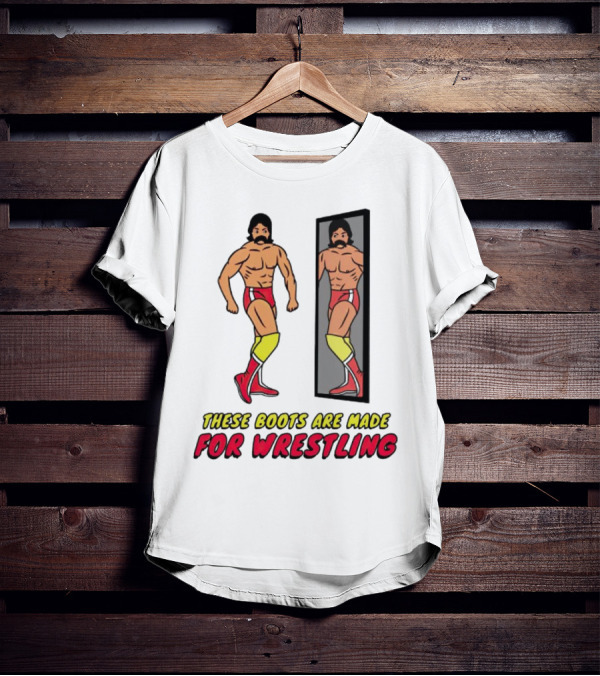 These Boots Are Made For Wrestling Reflective Wrestler Mirror Image T-Shirt
