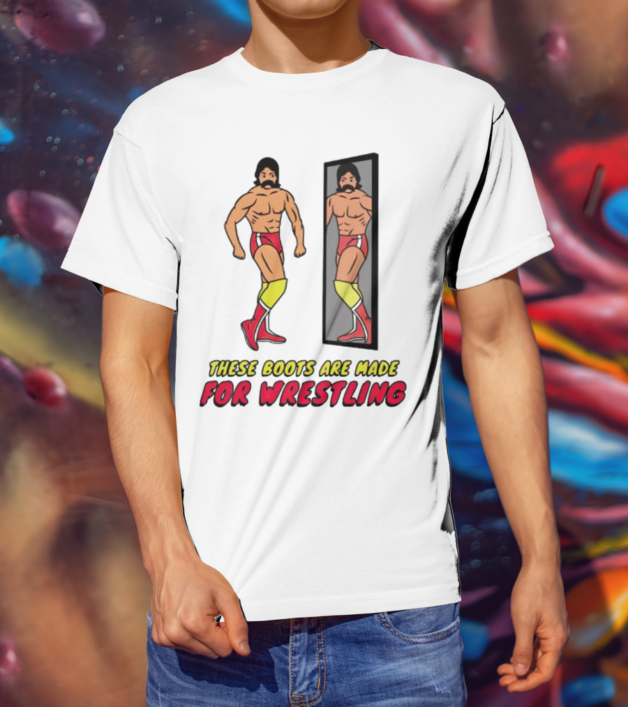 These Boots Are Made For Wrestling Reflective Wrestler Mirror Image T-Shirt