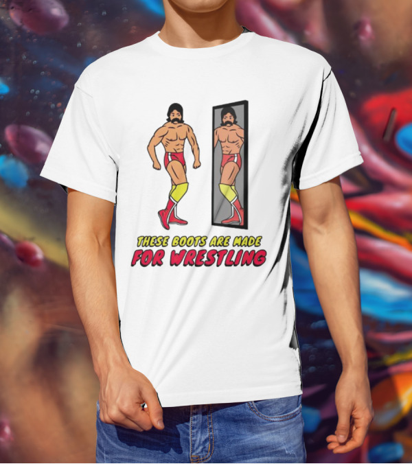 These Boots Are Made For Wrestling Reflective Wrestler Mirror Image T-Shirt
