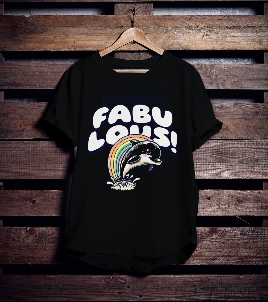 Dolphinitely Fabulous Rainbow Dolphin Splash T-Shirt