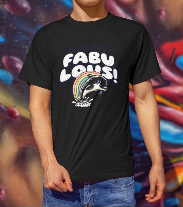 Dolphinitely Fabulous Rainbow Dolphin Splash T-Shirt