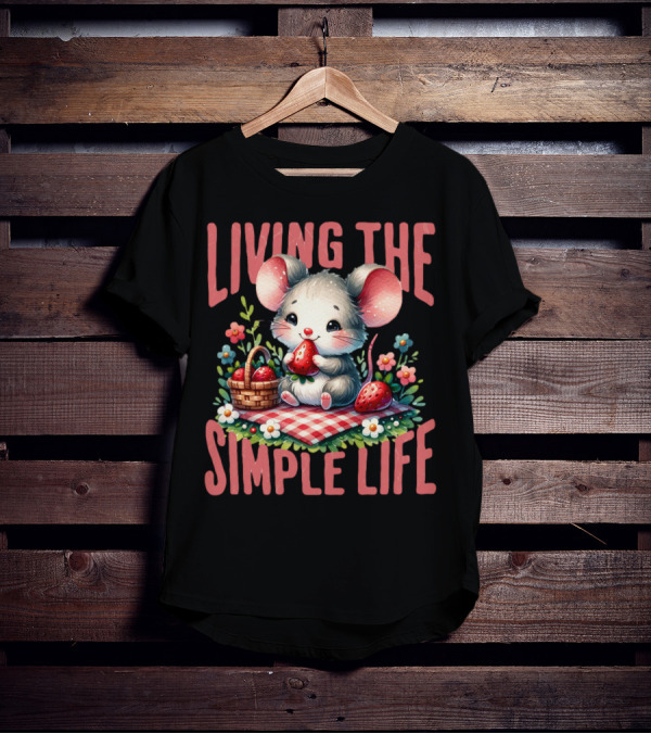 Living The Simple Life Cottagecore Picnic Mouse T-Shirt