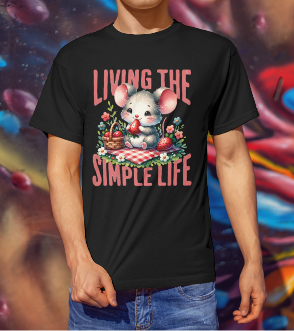 Living The Simple Life Cottagecore Picnic Mouse T-Shirt
