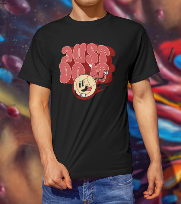 Just Do It Baseball Cartoon Character T-Shirt