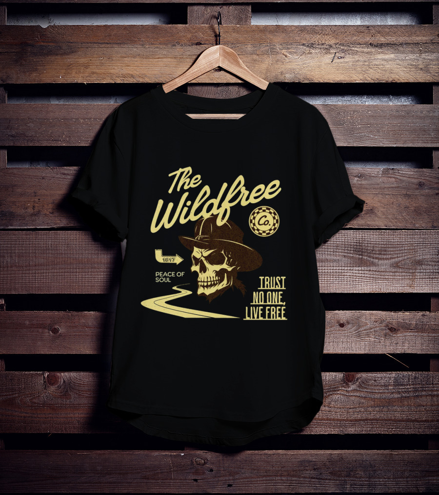 The Wildfree Co Trust No One Live Free Peace Of Soul Skull 1677 T-Shirt