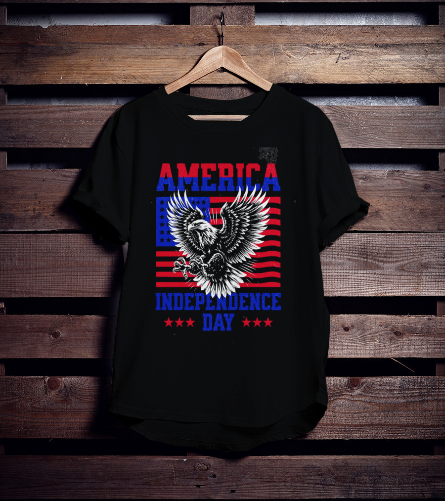 America Independence Day Eagle Flag Stars T-Shirt
