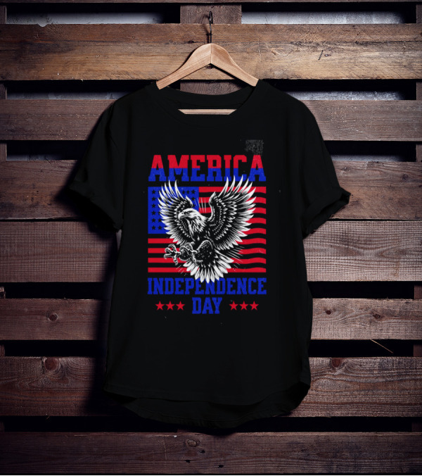 America Independence Day Eagle Flag Stars T-Shirt