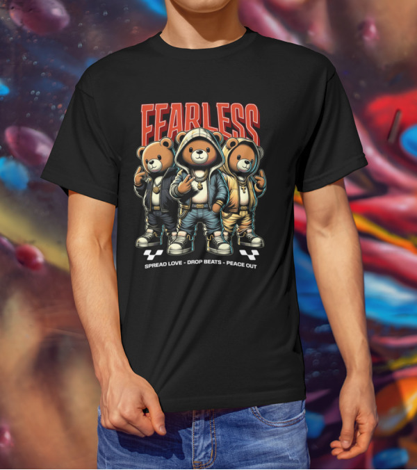 FEARLESS Spread Love Drop Beats Peace Out Teddy Trio T-Shirt